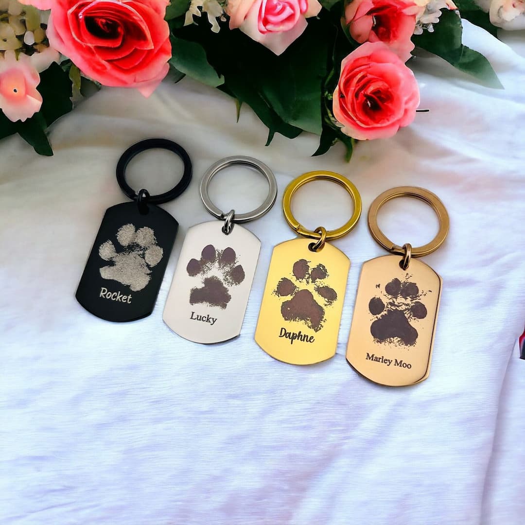 Personalised Actual Dog Paw Print Keyring